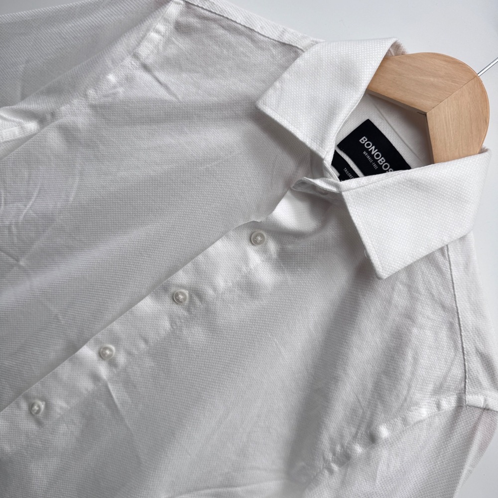 Bonobos Dress Shirt Mens XS White Wrinkle-Free Tailored Fit Short Long Sleeve